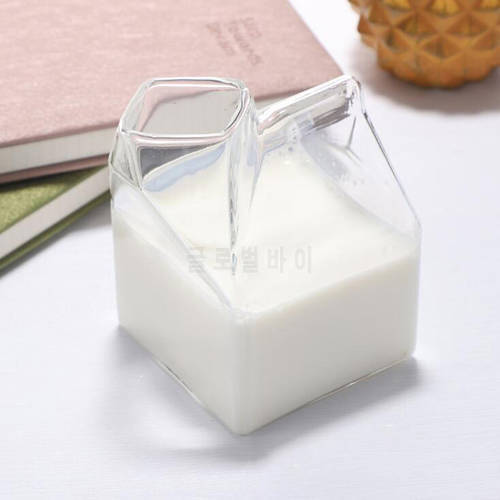 1Pc 300ML Half Pint Milk Carton Style Creative Mini Creamer Jug Glass Milk Mug Cow Udder Cup Milk Cup Wholesale