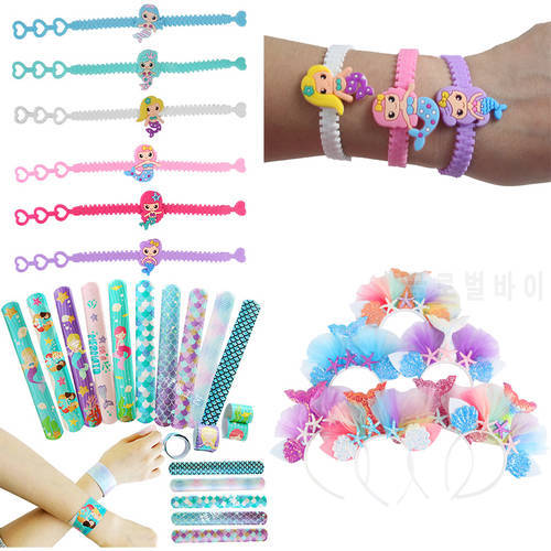Little Mermaid Theme Party Clap Circle Toys Under The Sea Princess headband hair accessories Mermaid Party Bracelet Girl Gifts