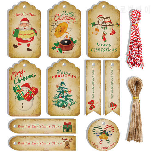 50Pcs Noel Paper Tags Merry Christmas Tree Ornaments DIY Crafts Label Navidad 2022 Christmas Decorations for Home New Year 2023