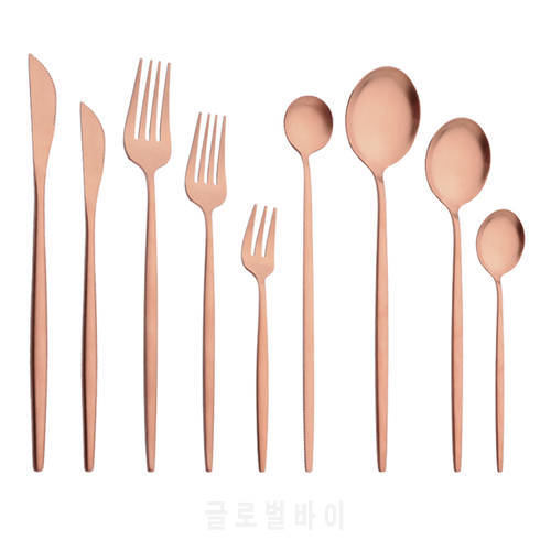 Rose Gold Matte Flatware Cutlery Set Sainless Steel Home Dinnerware Party Fork Spoon Dessert Knife Kitchen Dinner Tableware Set