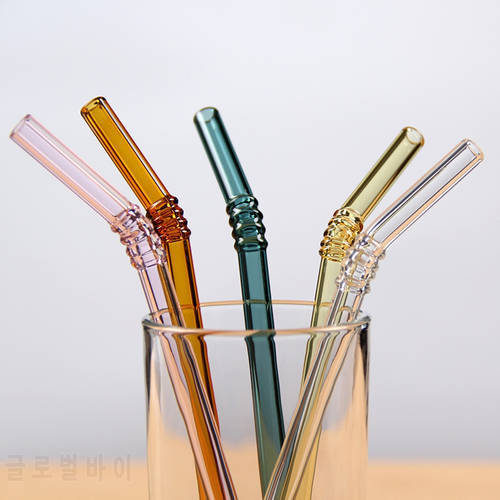 Reusable Multi-Color Glass Straws Healthy Eco Friendly Heat Resistant Glass Drinking Straws For Cocktail Smoothie Milkshake