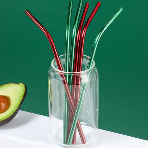 Colorful Reusable Straws Set With Cleaner Brush 304 Stainless Steel Drinking Straw Milk Beverage Drinkware Bar Party Accessory
