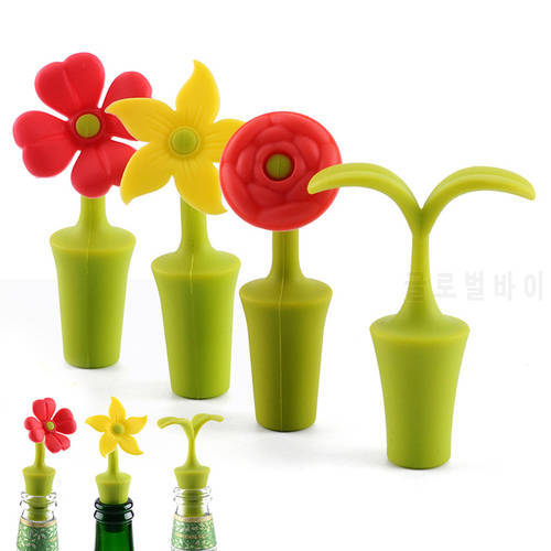 Creative Flower Shape Silicone Wine Bottle Stopper Champagne Stopper Cork Food Grade Beverage Closure For Bar Party