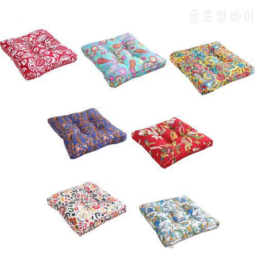 Boho Thicken Square Seat Cushion Multicolor Paisley Floral Tatami Floor Pillow