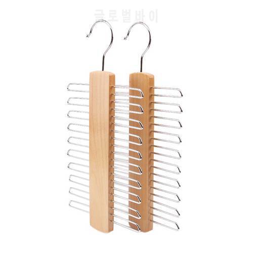 Wooden 20 Bar Tie Rack Hanger - Scarf, Belt, Accessory Organiser Dropshipping