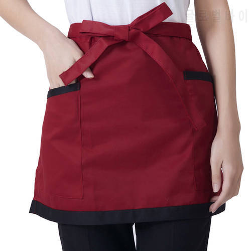 Universal Short Waist Apron With Pocket Waitress Waiter Chef Half Apron For Women Men Kitchen Cafe Pub Cleaning Supplies Elegant