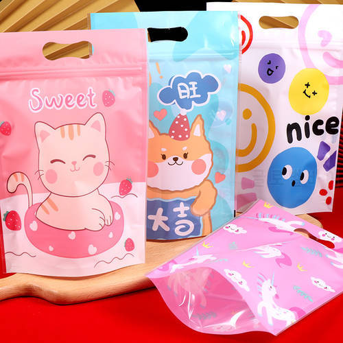 50pcs Mix Cartoon Nougat Candy Plastic Zipper Bags Cookies Biscuits Gift Packaging Self Stand Bag Christmas Wedding Favor Bag