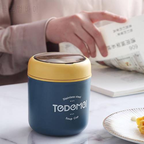Thermal Lunch Box Food Container With Spoon PP Material Vacuum Cup Soup Cup Portable Insulated Breakfast Tableware
