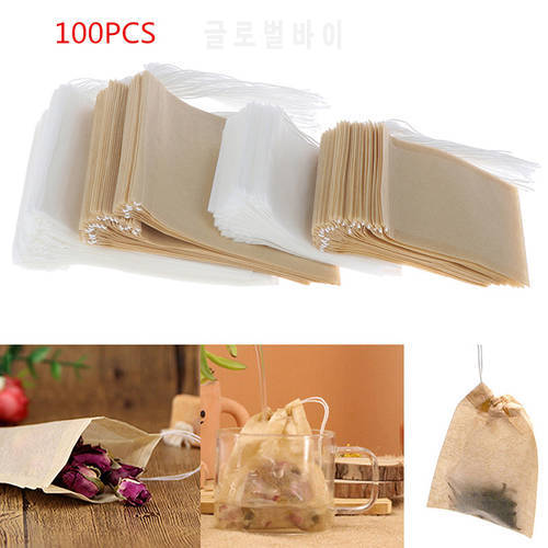 100PCS/Bag Disposable Tea Bags Empty Tea Bags with String Heal Seal Bag for Tea Bags Non-woven Fabric Paper Teabags Teaware