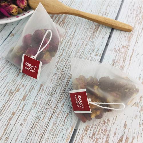 Tea Filter Bags,100pcs Nylon Bag with String Household Leaf Tea Bags Infuser Drawstring Empty Tea Bags for Herb Spice