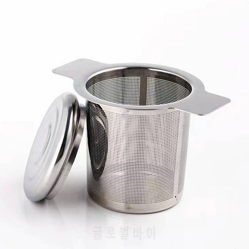 Double Handles Tea Infuser with Lid Stainless Steel Fine Mesh Coffee Filter Teapot Cup Hanging Loose Leaf Tea Strainer Kitchen