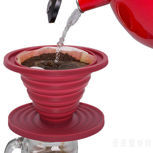 1pc Collapsible Silicone Coffee Dripper Filter Reusable Cone Drip Cup Foldable Manual Pour Over Coffee Brew Maker