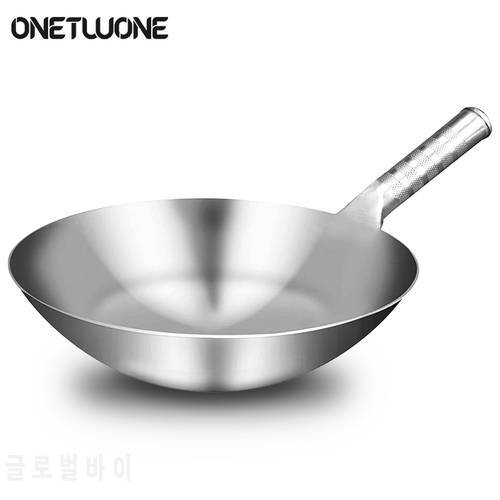 32cm Stainless Steel Wok 1.8mm Thick High Quality Chinese Wok Traditional Non Stick Rusting Gas Wok Cooker Pan Cooking