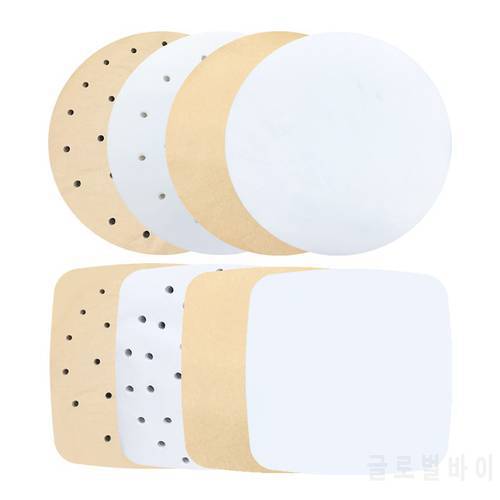 100/50Pcs Round Square Oil Paper Liners for Air Fryer Steamer Liners Wood Pulp Disposable Oil Paper Sheets Cooking Utensils