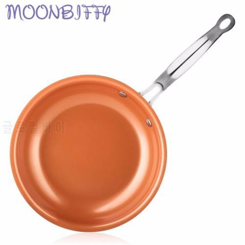 8/10/12 Inch non-stick Skillet Copper Frying Pan With Ceramic Coating Induction Cooking Frying Pan oven Dishwasher Safe Saucepan