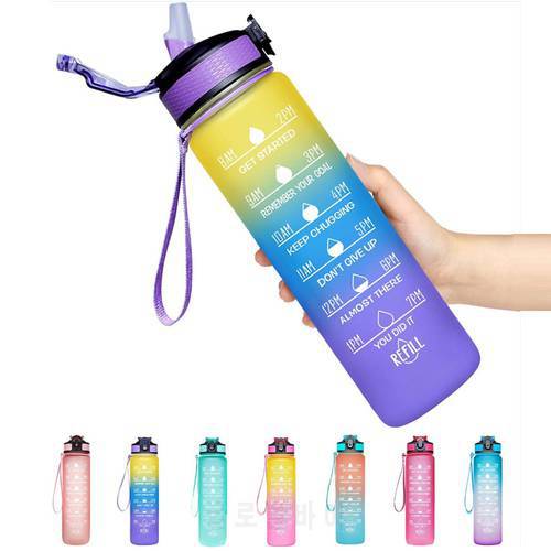 1 Liter Water Bottle for Girls Motivational Sport Water Bottle Leakproof Drinking Bottles Outdoor Travel Gym Fitness Jug Kitchen