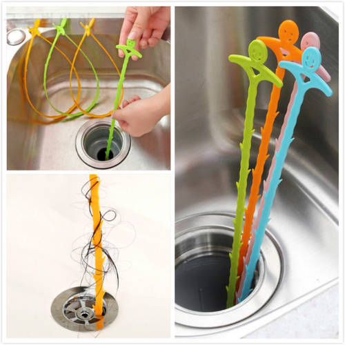 5*51cm 1PC Drain Cleaner Snake Spring Pipe Dredging Tool Dredge Unblocker Drain Clog Tool Kitchen Sink Sewer Cleaning Hook Water