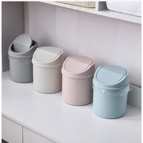 Mini Desktop Bin Small Trash Can Tube with Cover Bedroom Trash Can Garbage Can Clean Workspace Storage Box Home Desk Dustbin
