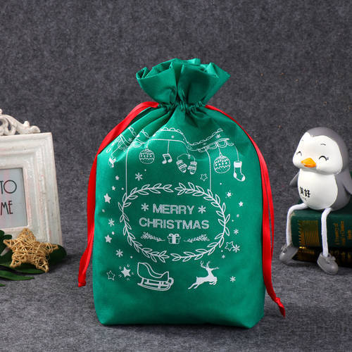 Santa Gift Bag Candy Bag Snowflake Crisp Drawstring Bag Merry Christmas Decorations for Home New Year 2021 Noel Presents 2022