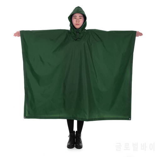 2 in 1 Multifunctional Lightweight Raincoat with Hood Hiking Cycling Rain Cover Poncho Rain Coat Outdoor Camping Tent Mat