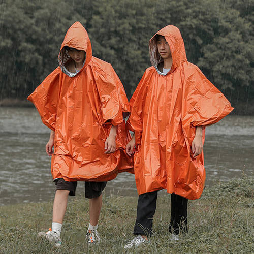 Emergency Raincoat Poncho PE Aluminum Film Thickened Reflective Long Blanket Bike Cycling Raincoat Survival Equipment