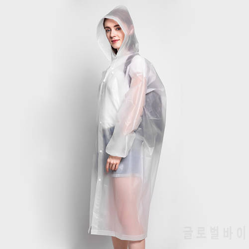 PEVA Women Man Raincoat Adult Clear Transparent Camping Rainwear SuitThickened Waterproof Rain Poncho Coat