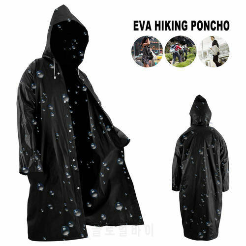EVA Black Fashion Adult Waterproof Long Raincoat Women Men&39s Raincoat Hooded Outdoor Hiking Fishing Mountaineering Thickening