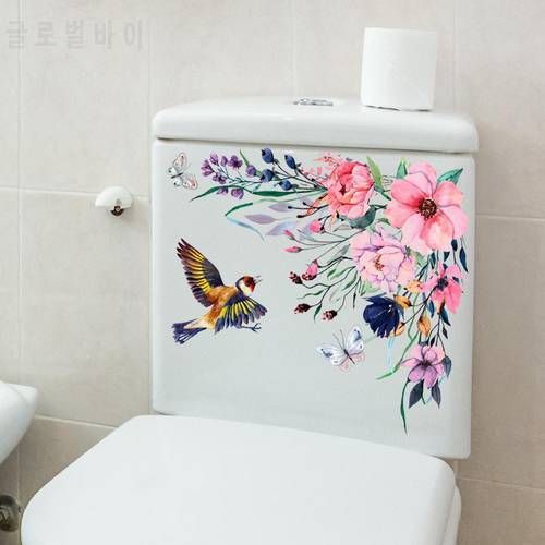 1 Set Fashion Attractive Toilet Sticker Practical Wear-resistant Self-adhesive Delicate Flower Portable Wall Fridge Decal