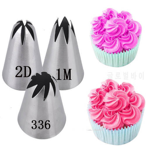 3pcs/Set Rose Cream Cake Icing Piping Russian Nozzles Pastry Tips Stainless Steel Fondant Cake Decorating Tools 1M 2D 336