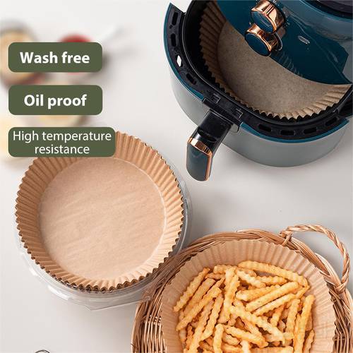 5/30/50/100pcs Air Fryer Disposable Paper Liner Non-Stick Mat Steamer Round Paper Baking Mats Kitchen AirFryer Baking Accessorie