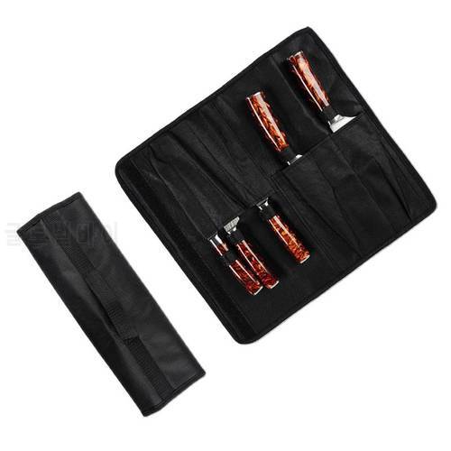 5Grid Chefs Knife Bag Black Durable Nylon Kitchen Knives Set Storage Roll Bag