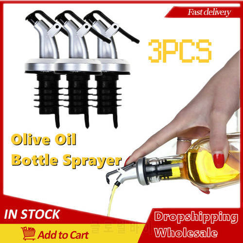 3pcs Olive Oil Sprayer Drip Wine Pourers Liquor Dispenser Leak-proof Nozzle ABS Lock Sauce Boat Bottle Stopper Kitchen Bar Tools