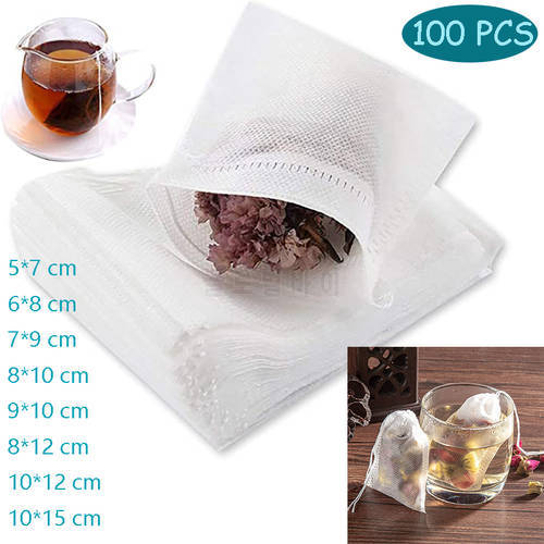 Disposable Tea Bags 100Pcs Filter Bags for Tea Infuser with String Heal Seal Food Grade Non-woven Fabric Natural Tea Filter Bags