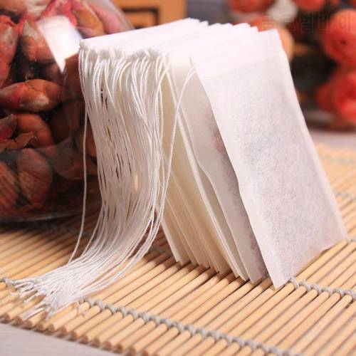 100PCS Teabags 6 x 8CM Food Grade Empty Scented Tea Bags Infuser Paper Herb Loose Tea Bolsas With String Heal Seal Filter