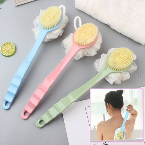 2 in1 bath sponge brush with Long Handle Exfoliating Back Scrubber Body Massage Brush Exfoliation Cleaning Tool Shower Brush