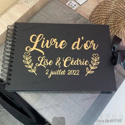 Livre d&39or Wedding Stickers Guest Book Signature Vinyl Decals Personalized Gifts Cards Box Vinyl Sticker Decor