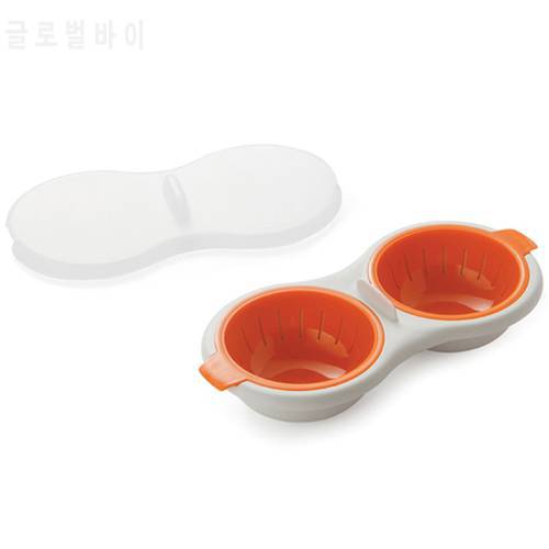 Mini Double Egg Cooker Creative Tableware Microwave Oven Egg White Yolk Seperator Steamer Steam Bowl with Lid Kitchen Supplies