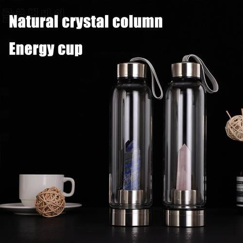 2022 New Water Bottle Drinking Cup Natural Quartz Gemstone Glass Direct Natura Polished Crystal Obelisk Wand Healing With Rope