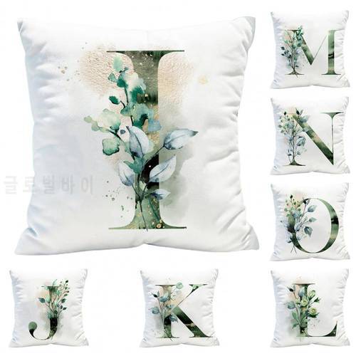 Delicate Throw Pillowcase Eye-catching Multi Styles White Plant Letter Cushion Cover Cushion Case Pillow Slipcover