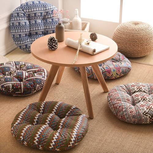 Simple And Comfortable Round Cotton And Linen Thickened Futon Cushion Sofa Chair Car Cushion Home Interior Floor Decoration