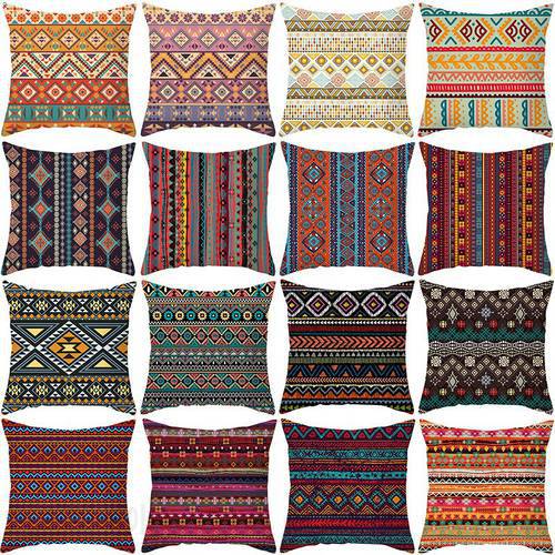 Colorful Geometric Pattern Pillowcase Modern Sofa Cushion Cover Home Decorative Pillowcase Ethnic Pillow Cover