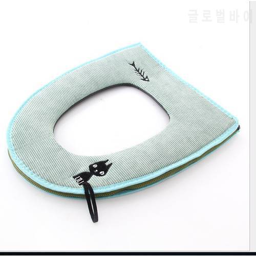 New Autumn And Winter Toilet Cushion With Handle Thickened Warm Toilet Cushion Bathroom Wick Short Velvet Zipper Toilet Cushion