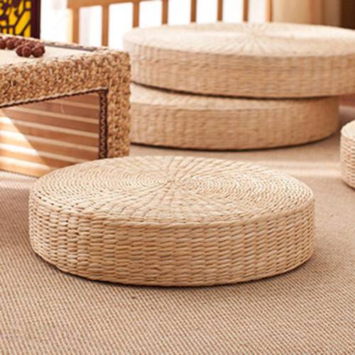 Tatami Cushion Breathable Widely Applied Comfortable Round Straw Weave Handmade Pillow for Floor Tatami Cushion Pillow Cushion