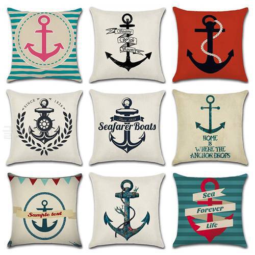 Ocean Style Nautical Anchor Cushion Cover Cushion Pillow Case Ship Pillow Case Car Back Cushion Cover