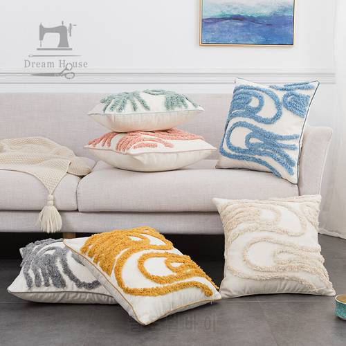 Molotu Soft Comfortable Polyester Deluxe Tufted Embroidery Cushion Covers for Couch Sofa