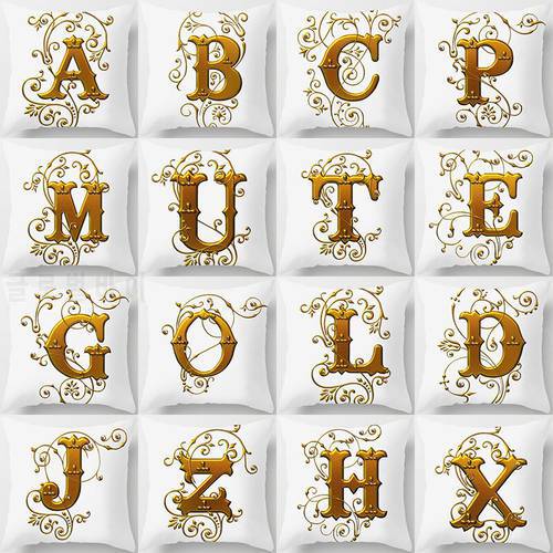 Gorgeous letters Cushion cover pillowcase Hugging pillowcase 26 letters golden sofa back cushion cover can be customized