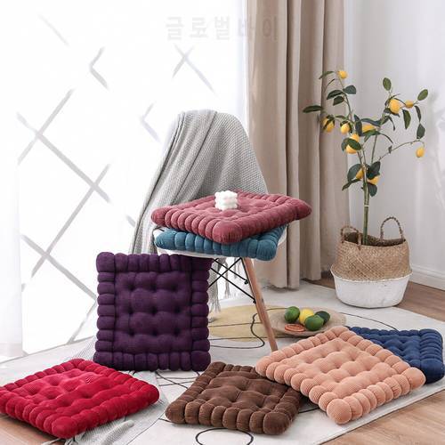 Pure Color Dining Room Office Chair Mat Breathable Tatami Floor Pads Stereoscopic Thickened Corduroy Biscuit Seat Cushion