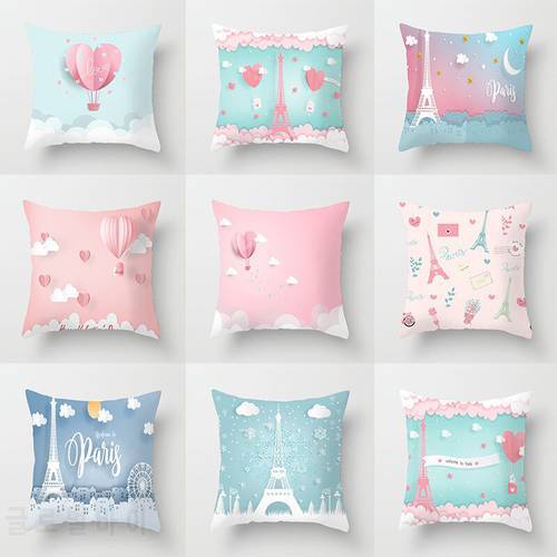 New Valentine&39s Day Romance Eiffel Tower Confession Gift Pillow Cover Sofa Bed Cushion Cover