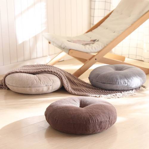 Tatami Cushion Linen Cushion Round Pouf Mat Japanese Style Cushion Chair Cushion For Meditation Yoga Pad Floor Pillow Home Decor