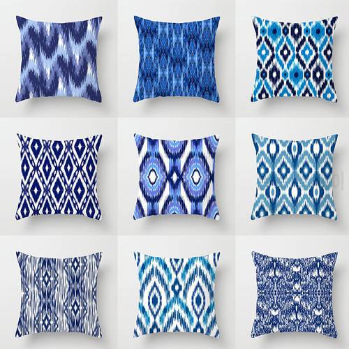 Nordic minimalist style blue printing geometric graphics art pillowcase cushion cover home decoration sofa car decoration